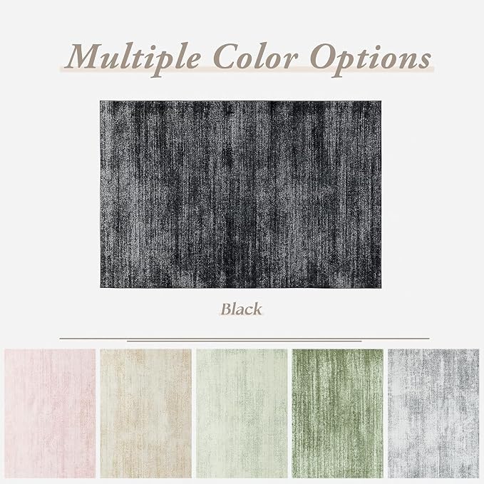 Black and White Rug for Living Room, Washable Abstract Modern Boho Dark 5x7 - Image 6