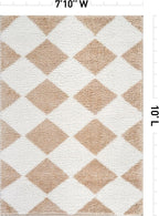 Rugshop Diamond Wave Shag Area Rug Beige 7' 10" x 10' Perfect - Image 2