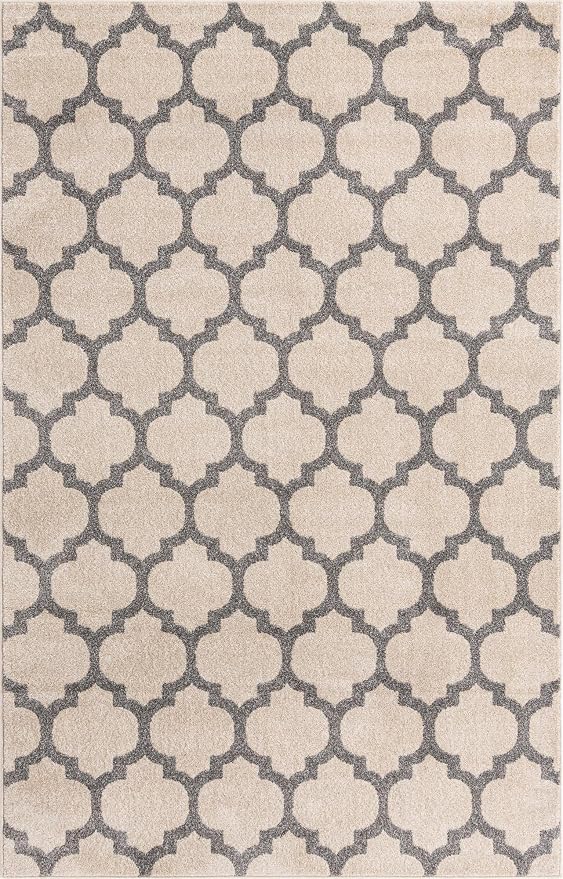 Rugs.com Lattice Collection Rug – 5' x 8' Beige Medium Rug Perfect - Image 3