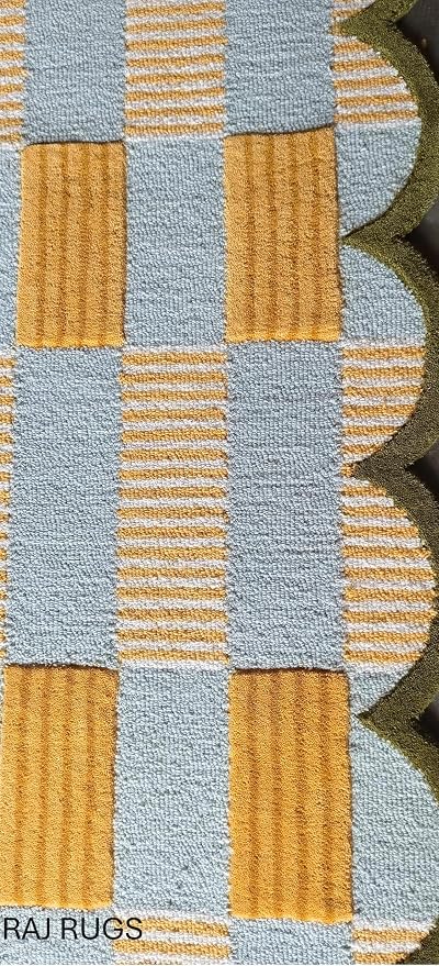 Handmade Scalloped Wool Area Rug - Image 6