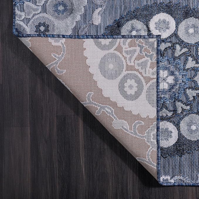 CAMILSON Indoor Outdoor Rug 8x10 Bohemian Medallion Floral Area Rugs - Image 6
