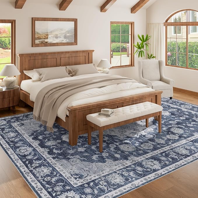 DUKINO 9x12 Area Rugs, Non Slip Distressed Living Room Rugs, Soft Large - Image 3