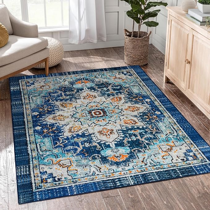 Easy-Going Area Rug 4x6 Washable Boho Rugs by Easy-Going