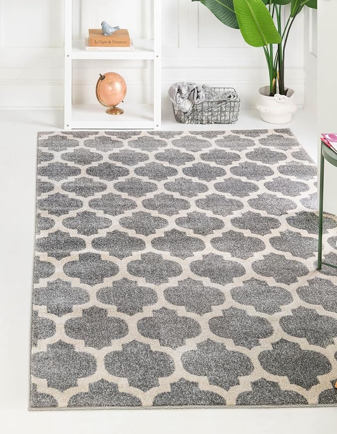 Rugs.com Lattice Collection Rug – 9' x 12' Dark Gray Medium Rug Perfect by Rugscom