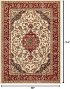 Well Woven Barclay Collection Medallion Kashan Ivory 6x9 Area Rug - Image 3