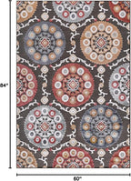 CAMILSON Indoor Outdoor Rug 5x7 Bohemian Medallion Floral Area Rugs - Image 2