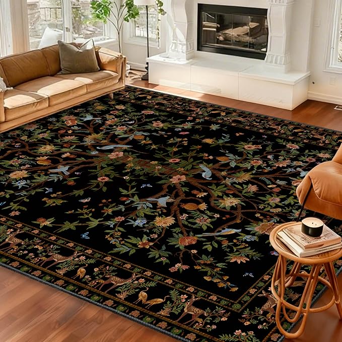 8x10 Area Rugs for Living Room, Machine Washable Non-Slip Carpet, Boho Floral - Image 5
