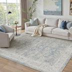 6x9 Blue Washable Area Rug for Living Room Bedroom Neutral Soft Non Slip Rug by WondRg