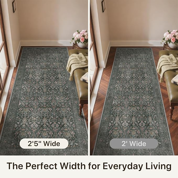 Bavni 2'6''x6 Rug Runners for Hallways, Washable Runner Rug Non Slip, Vintage - Image 7