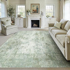 10x12 Washable Area Rug Sage Green Abstract Living Room Bedroom Carpet Neutral by WondRg