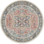 RUGGABLE Washable Vintage Area Rug – Kamran Cayenne Red 6 ft Round, - Image 3