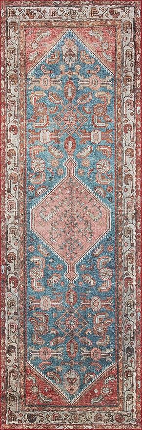 Loloi Layla Collection LAY-10 Marine/Clay 2'-6" x 12'-0" .13" Thick Runner Rug - Image 5