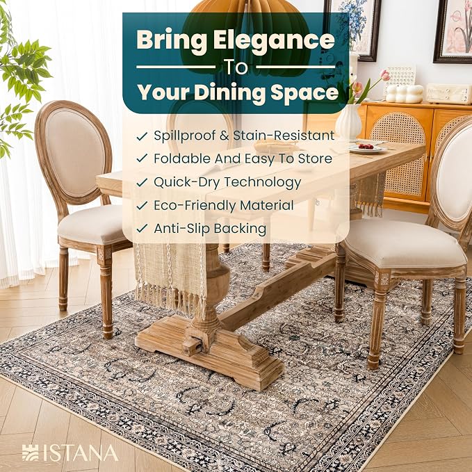Istana 4x6 Rug - Olive & Charcoal Area Rugs 4x6 - Kid & Pet Friendly Machine - Image 5