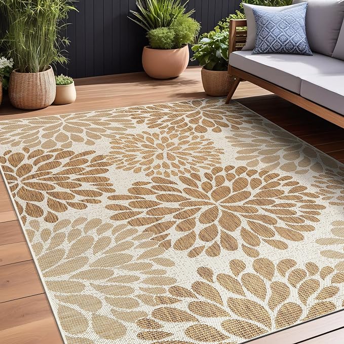 Beverly Rug Outdoor Rug 10x14 Modern Exotic Tropical Leaf Area Rugs - Image 5