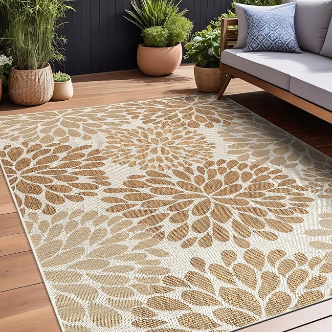 Beverly Rug Outdoor Rug 8x10 Modern Exotic Tropical Leaf Area Rugs by BeverlyRug