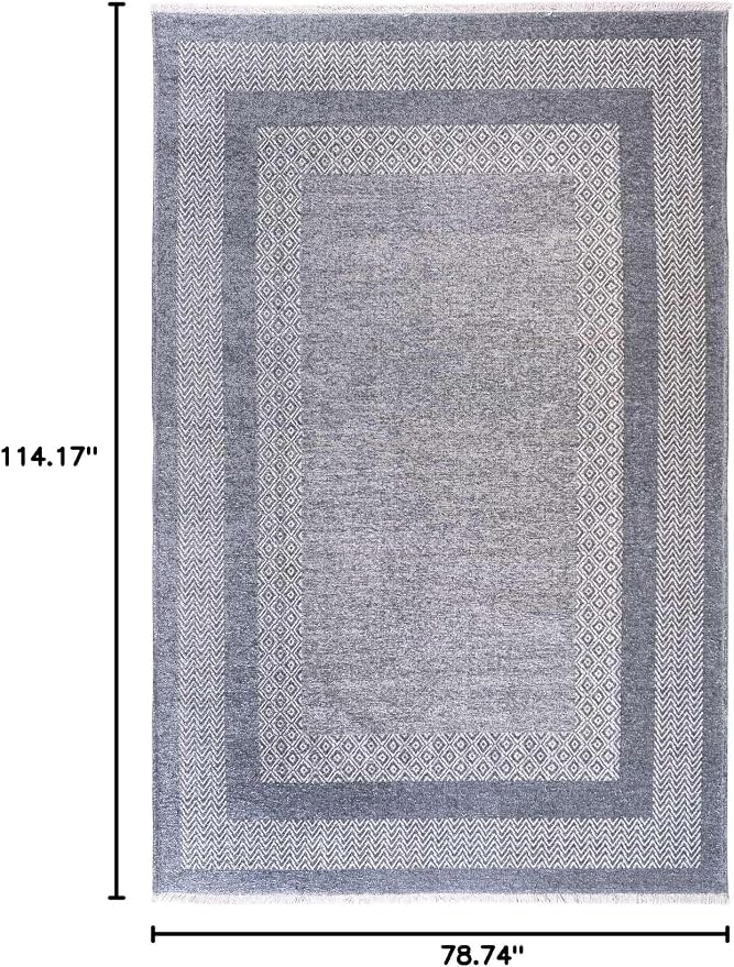 Alfa Rich 7x10 Light Blue Washable Area Rugs - Image 2