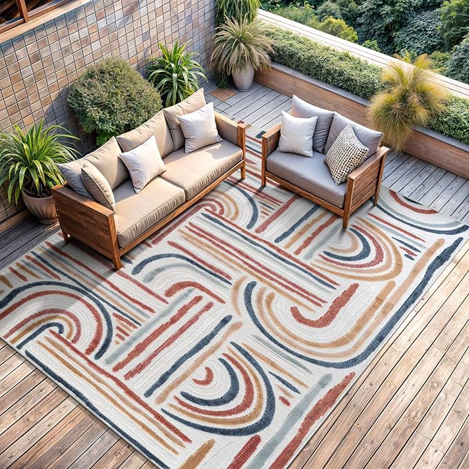 CAMILSON Indoor Outdoor Rug, Easy-Cleaning Non-Shedding Living Room, Garden and - Image 4