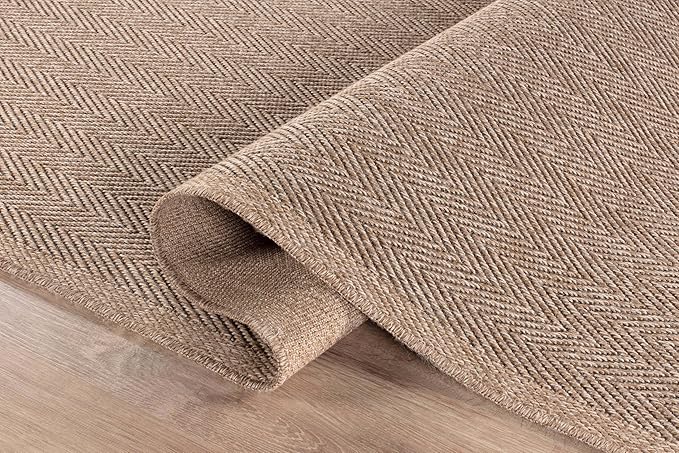 CAMILSON Indoor and Outdoor Runner Rug Natural Herringbone Seagrass Boho Design - Image 3