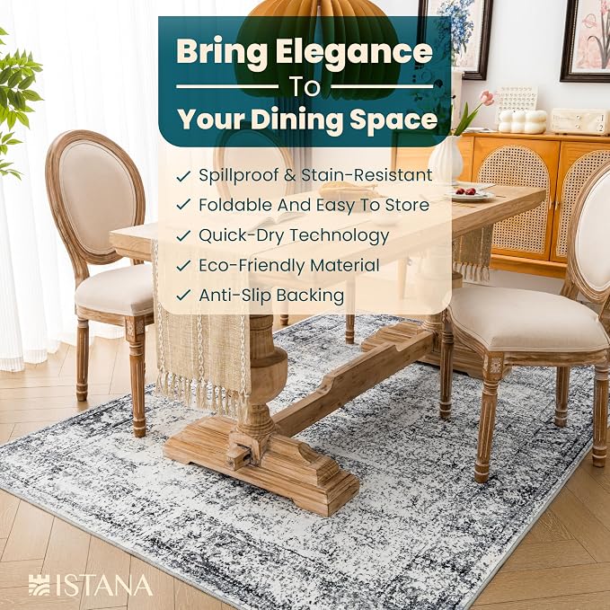 Istana 4x6 Rug - Navy Area Rugs 4x6 - Kid & Pet Friendly Machine Washable Rugs - Image 5