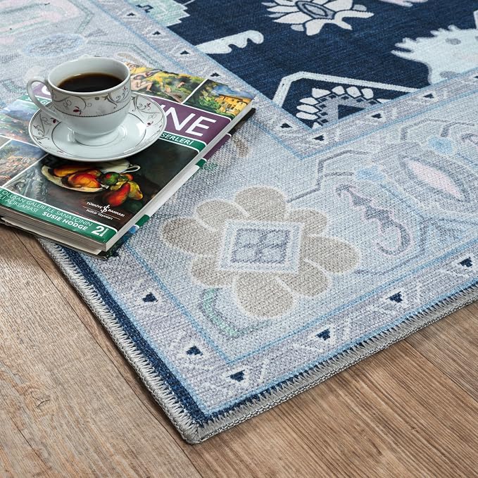 Fame Living Navy Blue Oushak Rug, Area Rugs - Image 8