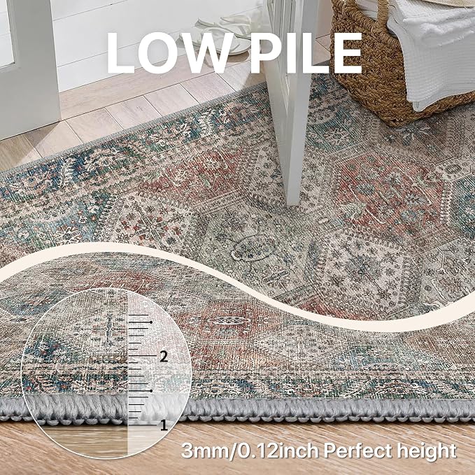 Bavni 3x5 Area Rugs for Living Room, Machine Washable Rug Non Slip, Vintage - Image 6
