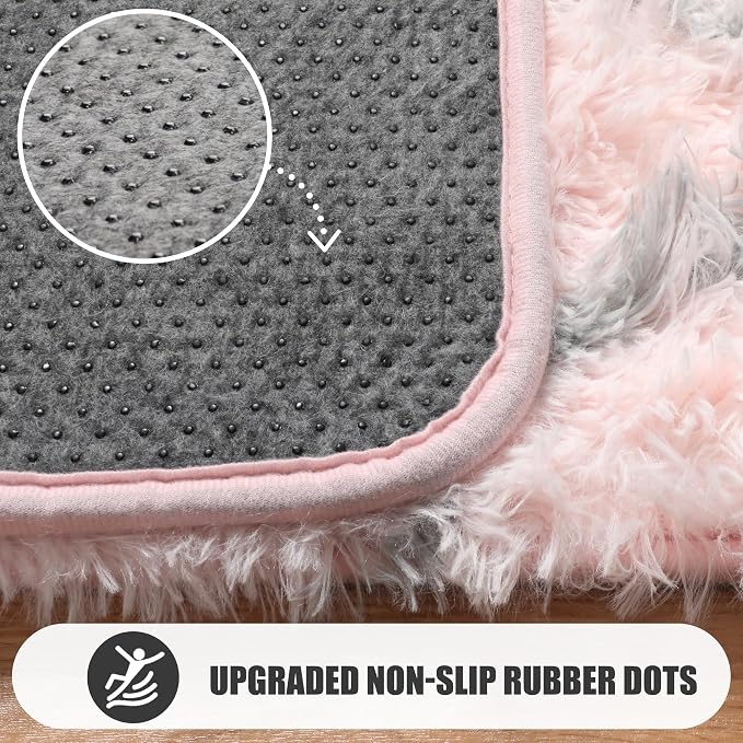 ONASAR Area Rugs for Bedroom Living Room, Washable 4x6 Fluffy Pink and Grey - Image 9