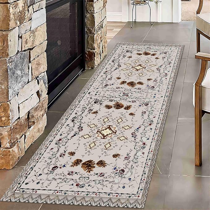 Floral Runner Rug, Bohemian Vintage Distressed Pineal - Image 2