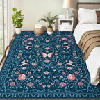 GarveeHome 3x5 Small Area Rug for Bedroom Floral Washable Rugs Non Slip Stain by GarveeHome