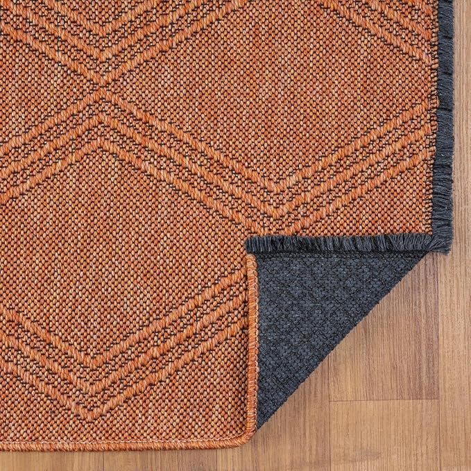 LUXE WEAVERS Modern Farmhouse Orange 5x7 Washable Area Rug, Anti-Slip Diamond - Image 7
