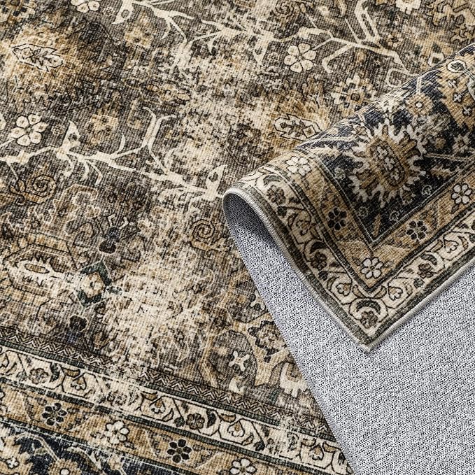 Brown Runner Rug 3x10 Vintage Area Carpet Hallway Long Indoor Kitchen Washable - Image 9