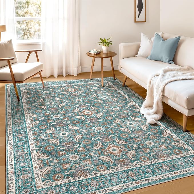 WITSHOCK Living Room Area Rugs 5x7: Soft Non-Slip Backing Washable Rugs Vintage by WITSHOCK