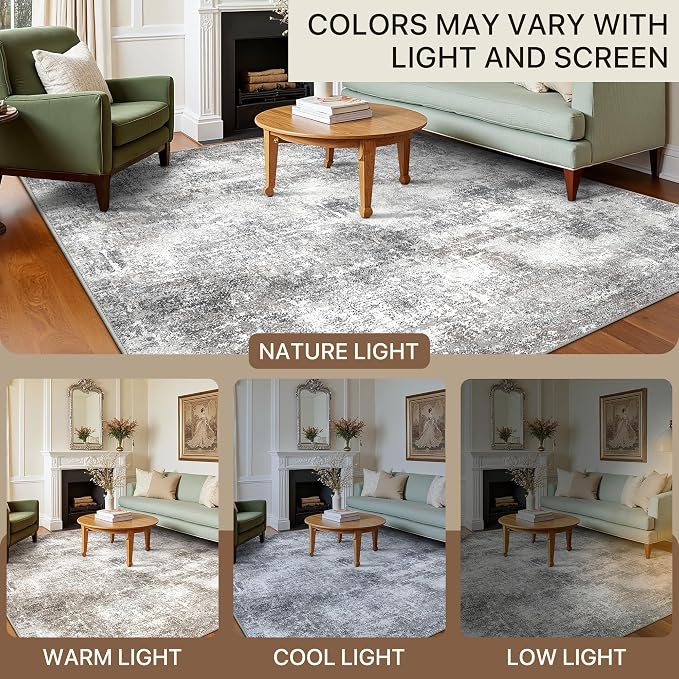 GENIMO Washable Area Rugs for Living Room, 8x10 Modern Non Slip Rugs, Low Pile - Image 6