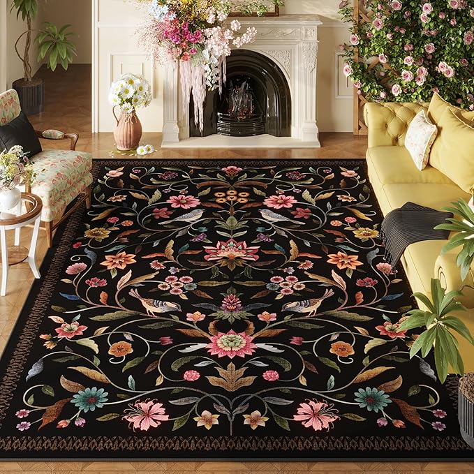 Vintage Medallion Floral Area Rugs 8x10 Clearance, Machine Washable Non-Slip by Vowkten