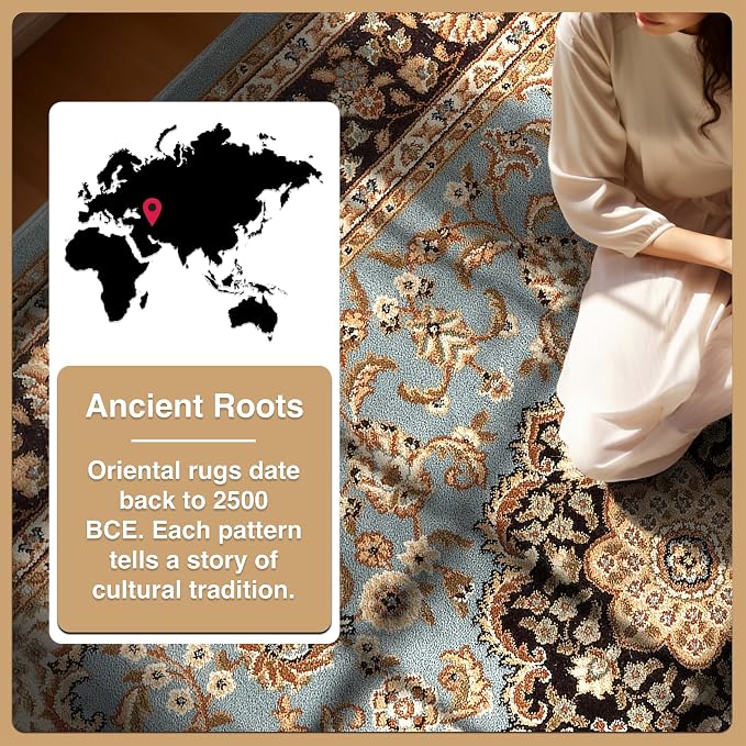 Well Woven Barclay Collection Medallion Kashan Light Blue 3x10 Runner Rug - Image 6