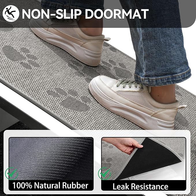 Door Mat Indoor Entrance 24"x35", 0.16" Thin Paw Print Low Pile Doormat - Image 5
