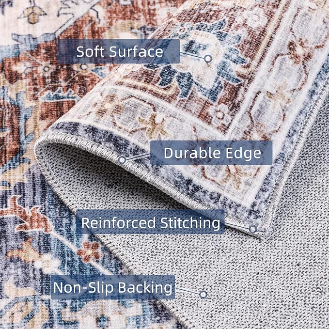 Deerly Boho Area Rug 4x6 Bedroom Rugs Ultra Soft Indoor Washable Rugs - Image 4