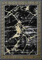 GLORY RUGS Area Rugs Marble 2x7 Black Gold Carpet Modern Abstract Rug Living - Image 2