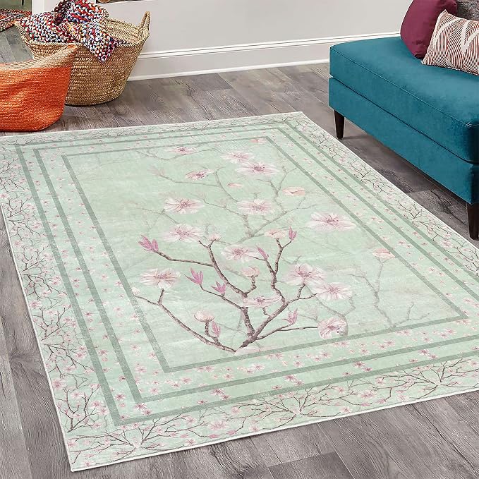 Ambesonne Apple Blossom Decorative Rug, Flowers and Blooming Spring Season - Image 2