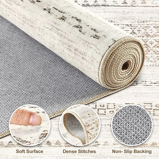 Nakagishi Area Rug 6x9 Living Room: Washable Boho Large Neutral Soft Farmhouse - Image 3