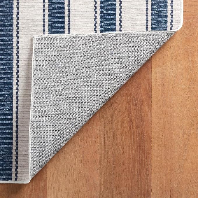 Dash & Albert Awning Stripe Blue Machine Washable Rug, 6 X 9 Feet - Image 5