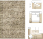 FMFUNCTEX 3x5 Washable Area Rug Brown Vintage Neutral Distressed Non Slip Low - Image 2