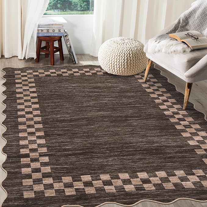GarveeHome 10x13 Area Rug Large Living Room Scalloped Rug Non Slip Low Pile - Image 7