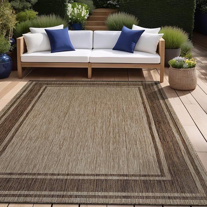 Beverly Rug Large Outdoor Rug 10x14 Modern Bordered Area Rugs by BeverlyRug