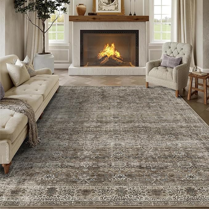 5x7 Washable Rug for Living Room Large Vintage Distressed Bedroom Rug Low Pile - Image 8