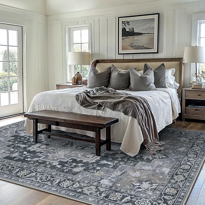 GENIMO 9x12 Area Rugs for Living Room, Machine Washable Non Slip Vintage Rugs - Image 8