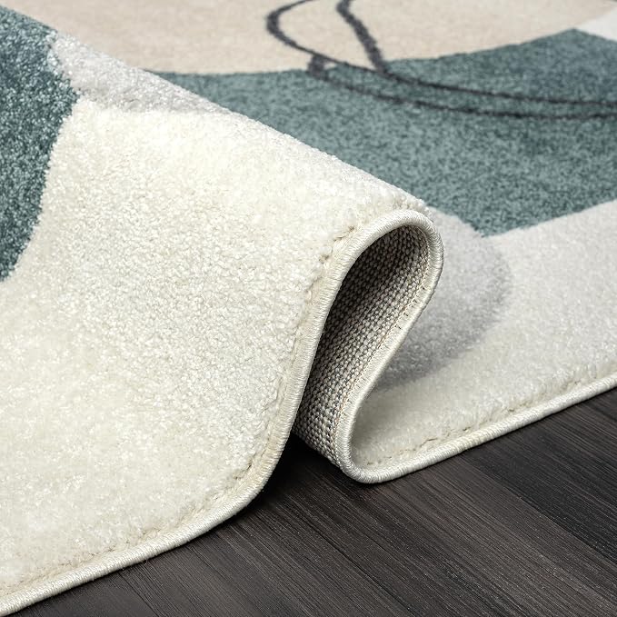 Abani Deco Collection Area Rug -Cream/Green Minimalist Design -5'3" x 7'6" - Image 4