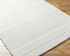 Mark&Day Wool Rugs, 2x3 Precious Solid and Border Cream/Light Slate Area Rug - Image 4