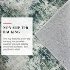 Modern Abstract Entryway Rug Indoor 2x3 Washable Non-Slip Soft Grey Green - Image 7