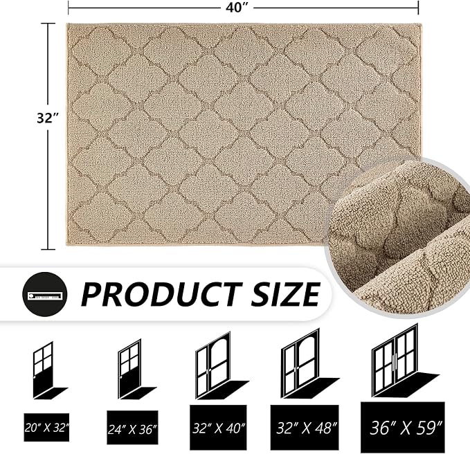Timo Entryway Rug, Door Mats Indoor 32"x40" Absorbent Rubber Backing Non Slip - Image 2
