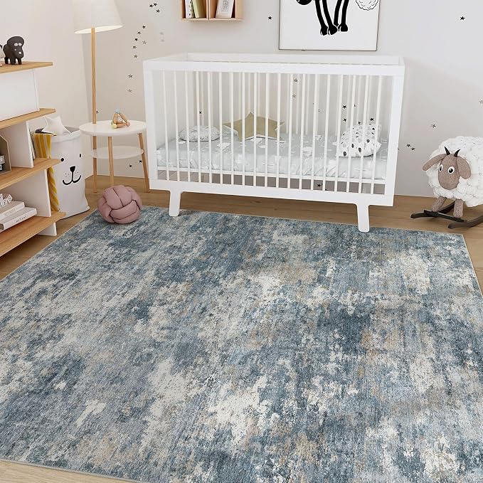 Nakagishi 9x12 Area Rugs Living Room: Washable Abstract Large Neutral Soft Rug - Image 7